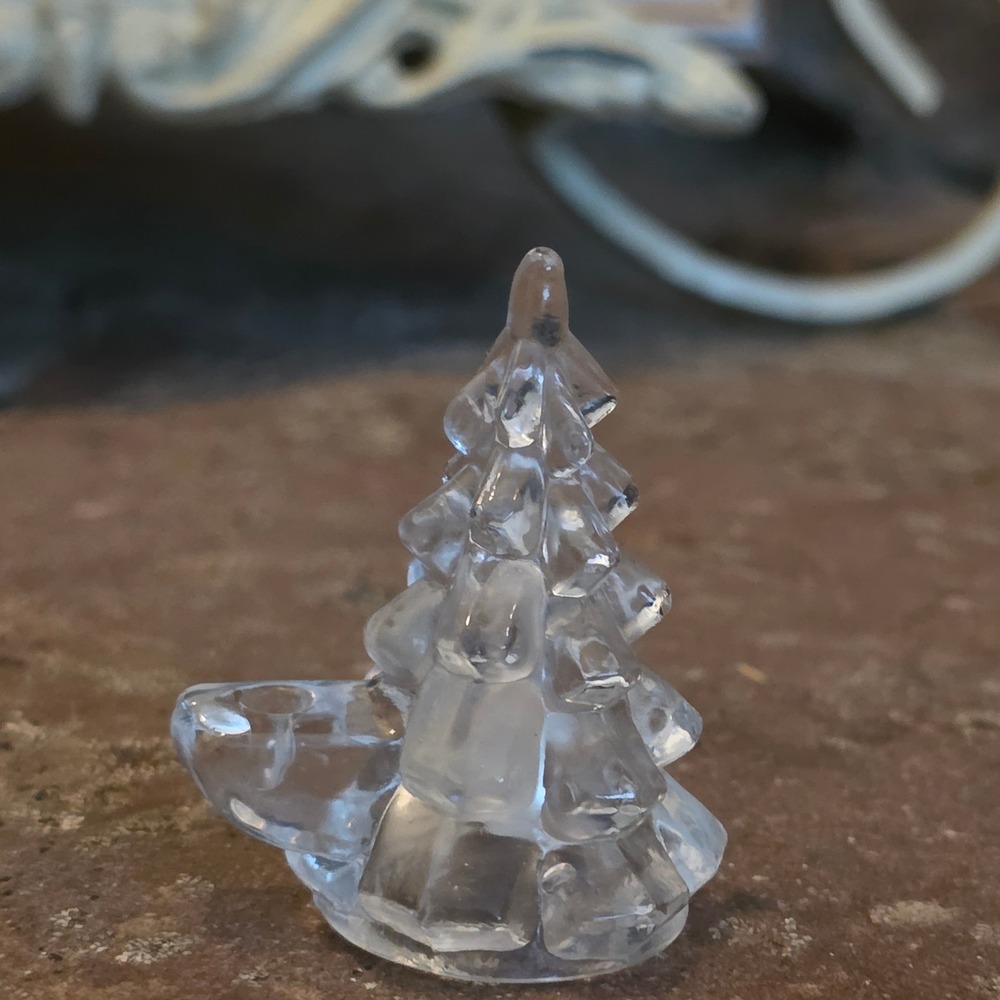 Biedermann Vintage Clear Glass Christmas Tree Miniature Chime Candle Holder